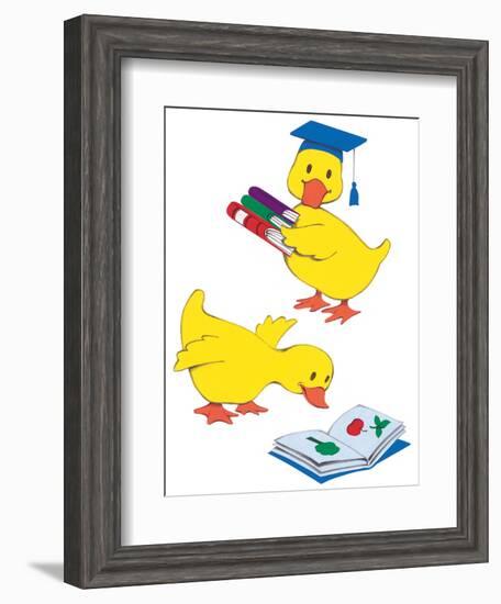 Ducks Reading-Bev Lopez-Framed Art Print