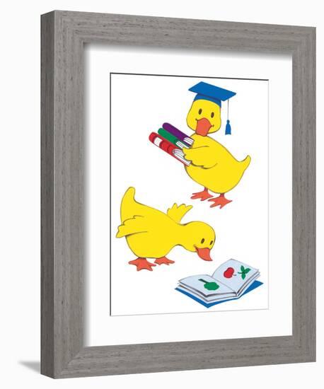 Ducks Reading-Bev Lopez-Framed Art Print