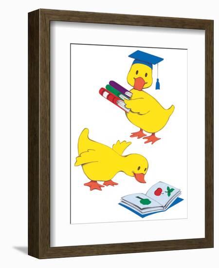 Ducks Reading-Bev Lopez-Framed Art Print