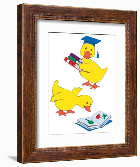 Ducks Reading-Bev Lopez-Framed Art Print