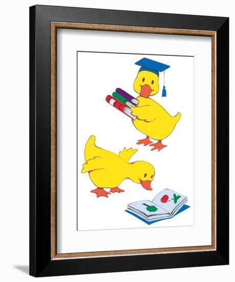 Ducks Reading-Bev Lopez-Framed Art Print