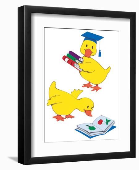 Ducks Reading-Bev Lopez-Framed Art Print