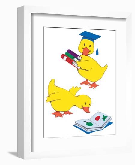 Ducks Reading-Bev Lopez-Framed Art Print