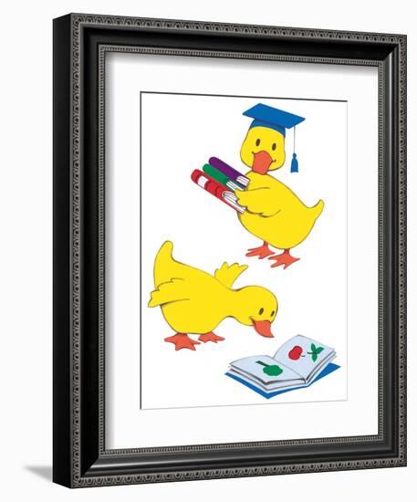 Ducks Reading-Bev Lopez-Framed Art Print