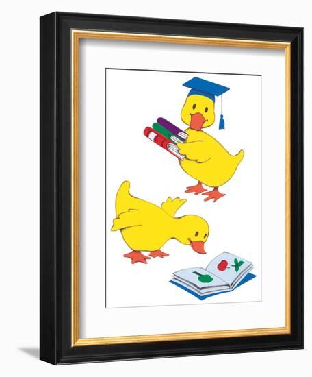 Ducks Reading-Bev Lopez-Framed Art Print