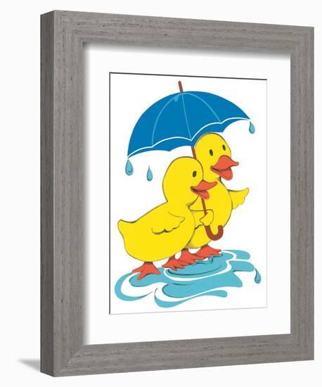 Ducks Sharing-Bev Lopez-Framed Art Print