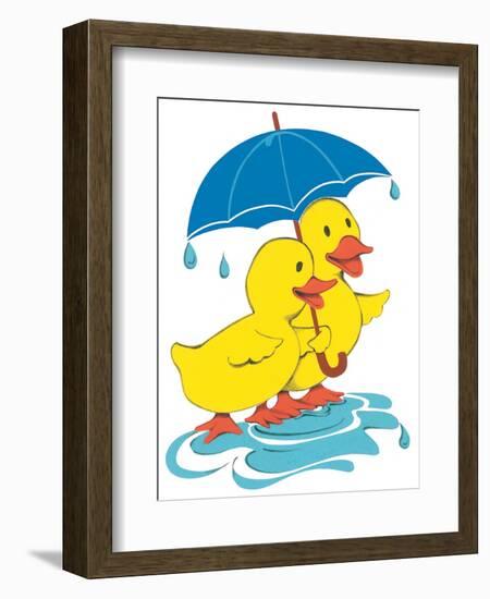 Ducks Sharing-Bev Lopez-Framed Art Print