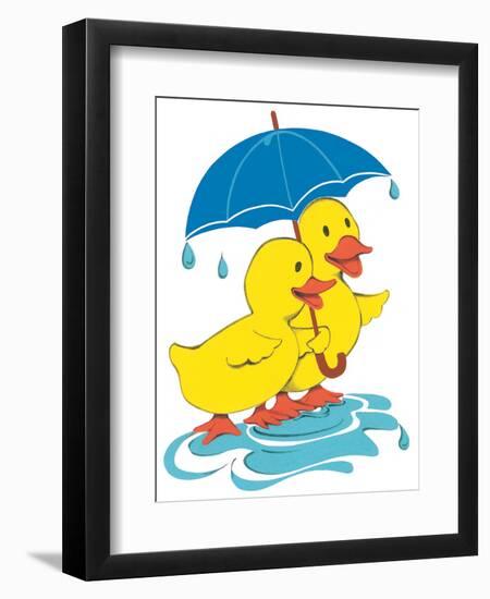 Ducks Sharing-Bev Lopez-Framed Art Print