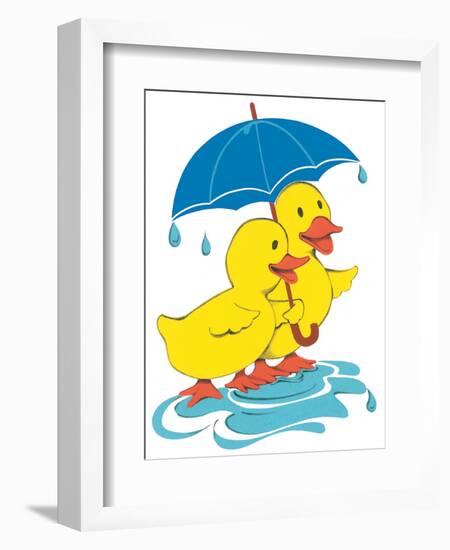 Ducks Sharing-Bev Lopez-Framed Art Print