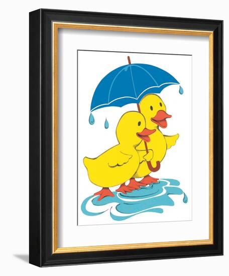 Ducks Sharing-Bev Lopez-Framed Art Print