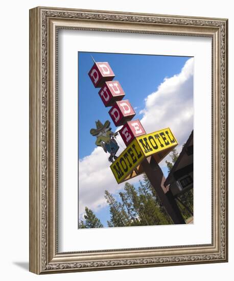 Dude Motel Sign, West Yellowstone, Montana, USA-Nancy & Steve Ross-Framed Photographic Print