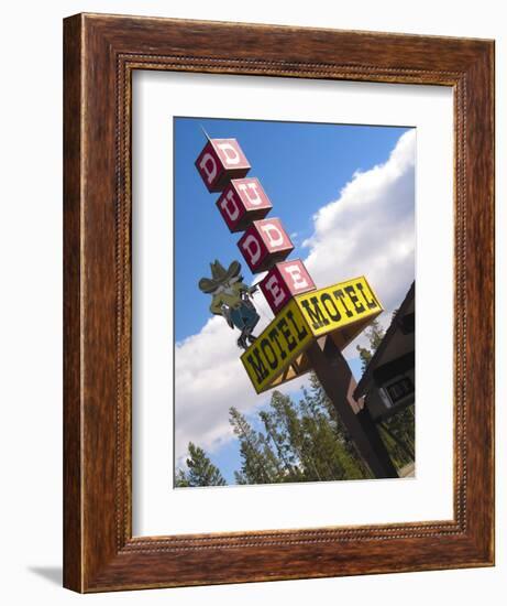 Dude Motel Sign, West Yellowstone, Montana, USA-Nancy & Steve Ross-Framed Photographic Print