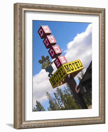 Dude Motel Sign, West Yellowstone, Montana, USA-Nancy & Steve Ross-Framed Photographic Print