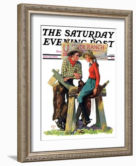 "Dude Ranchers," Saturday Evening Post Cover, July 23, 1932-Charles Hargens-Framed Giclee Print