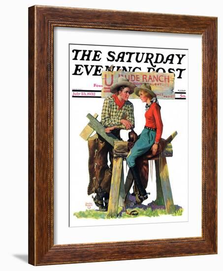 "Dude Ranchers," Saturday Evening Post Cover, July 23, 1932-Charles Hargens-Framed Giclee Print