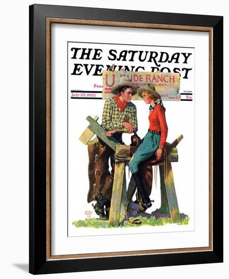 "Dude Ranchers," Saturday Evening Post Cover, July 23, 1932-Charles Hargens-Framed Giclee Print