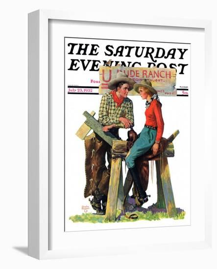 "Dude Ranchers," Saturday Evening Post Cover, July 23, 1932-Charles Hargens-Framed Giclee Print