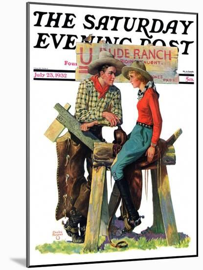 "Dude Ranchers," Saturday Evening Post Cover, July 23, 1932-Charles Hargens-Mounted Giclee Print