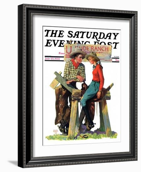 "Dude Ranchers," Saturday Evening Post Cover, July 23, 1932-Charles Hargens-Framed Giclee Print