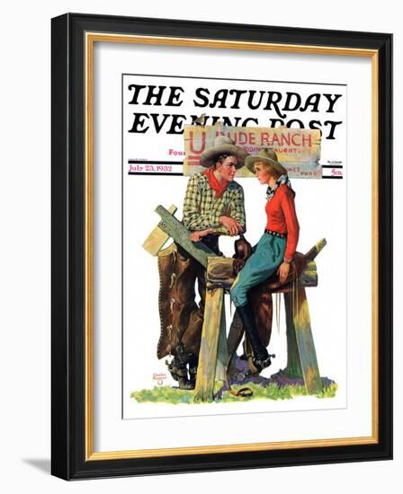 "Dude Ranchers," Saturday Evening Post Cover, July 23, 1932-Charles Hargens-Framed Giclee Print