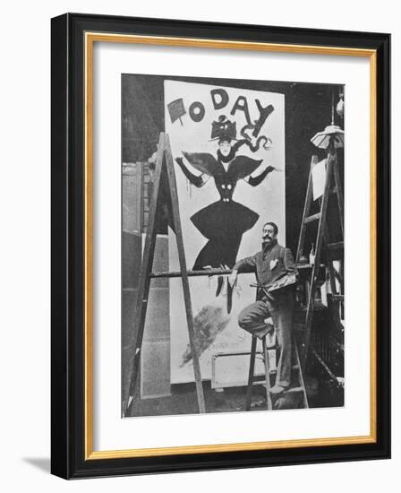 Dudley Hardy Painting a Poster for the Magazine Journal 'Today', C.1890S-English Photographer-Framed Giclee Print