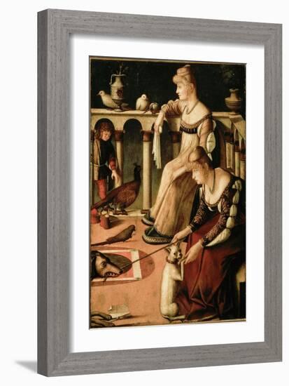 Due Lady Veneziane (Due Cortigiane, Two Venetian Women, Two Courtesans), 1495-1500 (Oil on Canvas)-Vittore Carpaccio-Framed Giclee Print