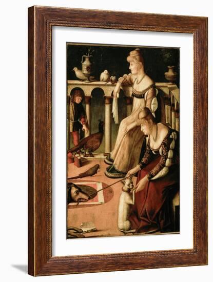 Due Lady Veneziane (Due Cortigiane, Two Venetian Women, Two Courtesans), 1495-1500 (Oil on Canvas)-Vittore Carpaccio-Framed Giclee Print