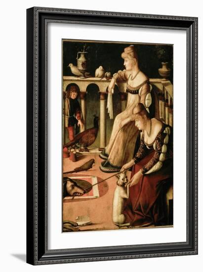 Due Lady Veneziane (Due Cortigiane, Two Venetian Women, Two Courtesans), 1495-1500 (Oil on Canvas)-Vittore Carpaccio-Framed Giclee Print