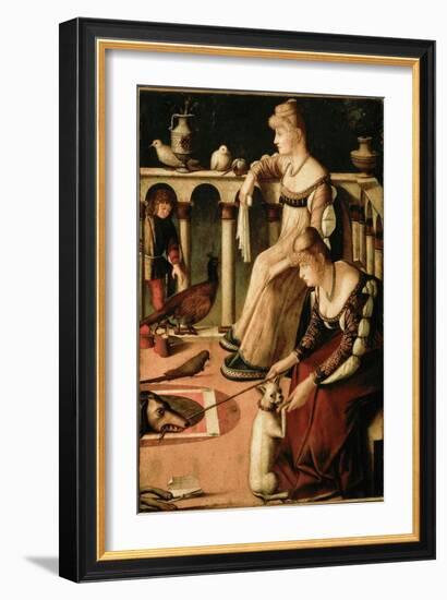 Due Lady Veneziane (Due Cortigiane, Two Venetian Women, Two Courtesans), 1495-1500 (Oil on Canvas)-Vittore Carpaccio-Framed Giclee Print