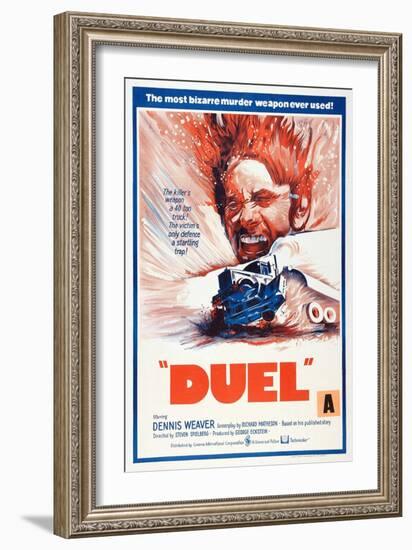 Duel, New Zealand poster, Dennis Weaver, 1971-null-Framed Premium Giclee Print