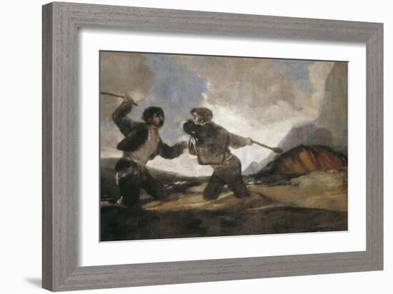 Duel with Cudgels-Francisco de Goya-Framed Art Print