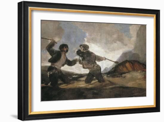 Duel with Cudgels-Francisco de Goya-Framed Art Print