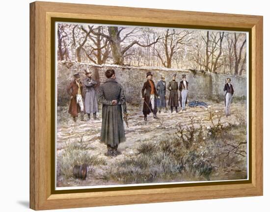 Duel with Pistols: Preparing to Fire-Georges Scott-Framed Stretched Canvas