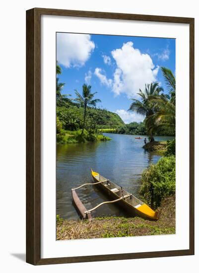 Dugout Canoe on the Wailua River. Kauai, Hawaii, United States of America, Pacific-Michael Runkel-Framed Photographic Print
