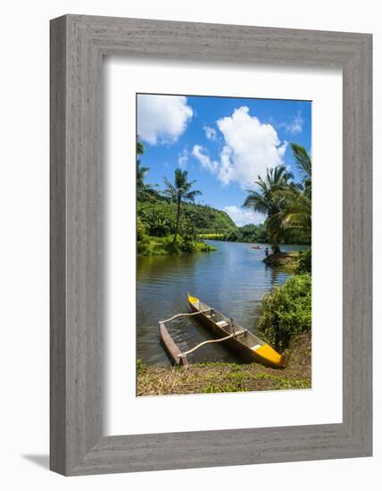 Dugout Canoe on the Wailua River. Kauai, Hawaii, United States of America, Pacific-Michael Runkel-Framed Photographic Print