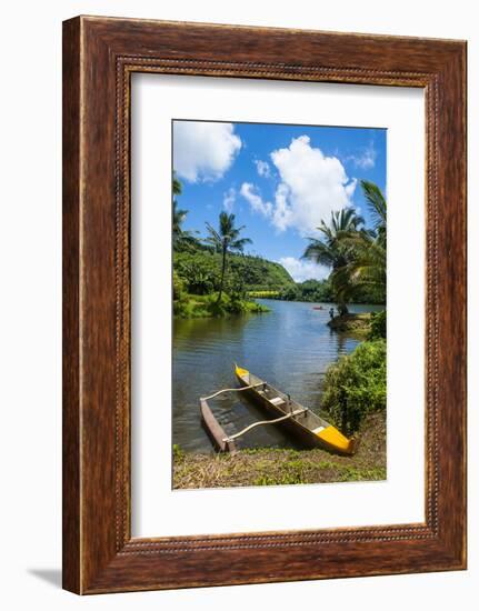Dugout Canoe on the Wailua River. Kauai, Hawaii, United States of America, Pacific-Michael Runkel-Framed Photographic Print