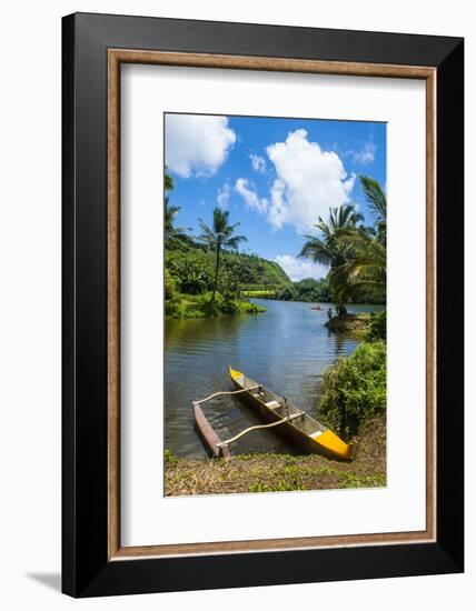 Dugout Canoe on the Wailua River. Kauai, Hawaii, United States of America, Pacific-Michael Runkel-Framed Photographic Print