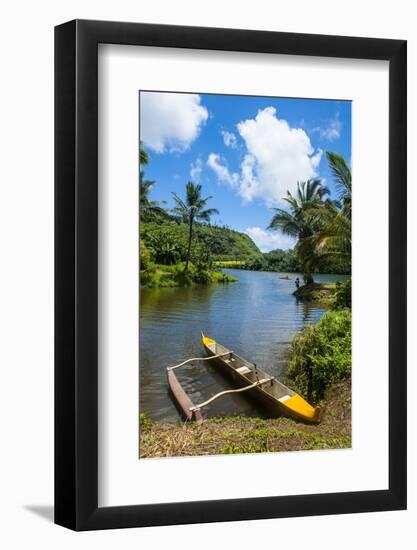 Dugout Canoe on the Wailua River. Kauai, Hawaii, United States of America, Pacific-Michael Runkel-Framed Photographic Print