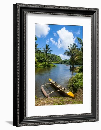 Dugout Canoe on the Wailua River. Kauai, Hawaii, United States of America, Pacific-Michael Runkel-Framed Photographic Print