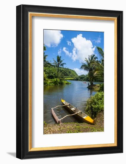 Dugout Canoe on the Wailua River. Kauai, Hawaii, United States of America, Pacific-Michael Runkel-Framed Photographic Print