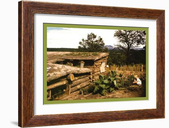 Dugout Home Graden of Jack Whinery in Pie Town-Russell Lee-Framed Art Print