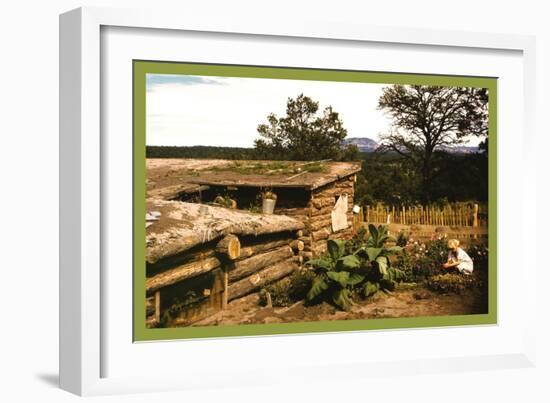 Dugout Home Graden of Jack Whinery in Pie Town-Russell Lee-Framed Art Print