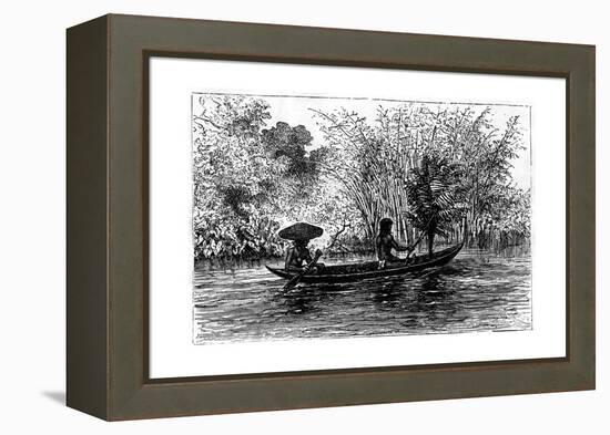 Dugout in the Essequibo River, Guyana, 19th Century-Edouard Riou-Framed Premier Image Canvas