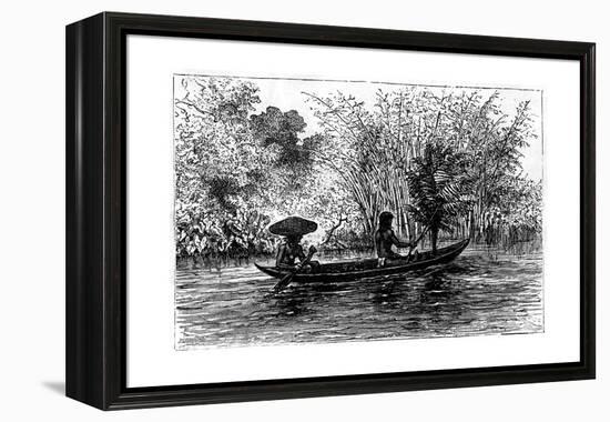 Dugout in the Essequibo River, Guyana, 19th Century-Edouard Riou-Framed Premier Image Canvas