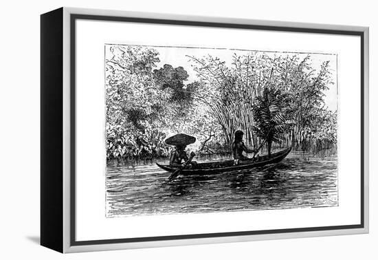 Dugout in the Essequibo River, Guyana, 19th Century-Edouard Riou-Framed Premier Image Canvas