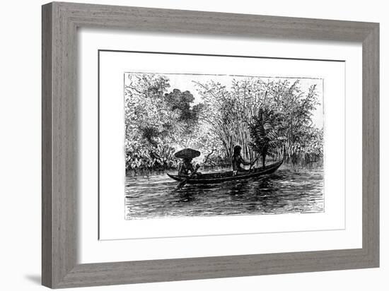 Dugout in the Essequibo River, Guyana, 19th Century-Edouard Riou-Framed Giclee Print