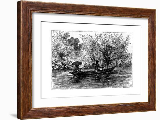 Dugout in the Essequibo River, Guyana, 19th Century-Edouard Riou-Framed Giclee Print