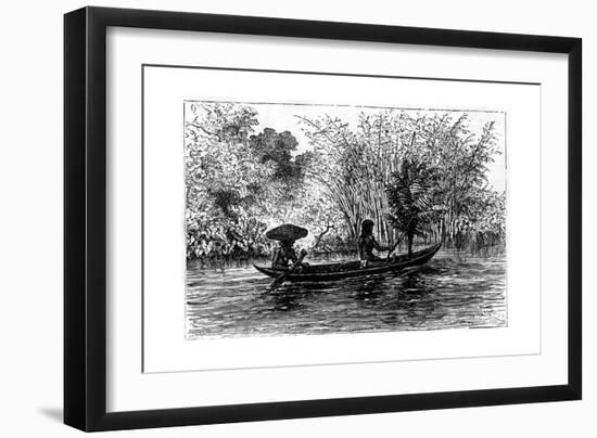 Dugout in the Essequibo River, Guyana, 19th Century-Edouard Riou-Framed Giclee Print