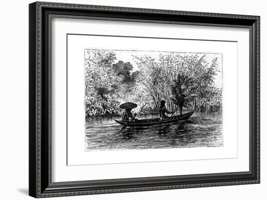 Dugout in the Essequibo River, Guyana, 19th Century-Edouard Riou-Framed Giclee Print