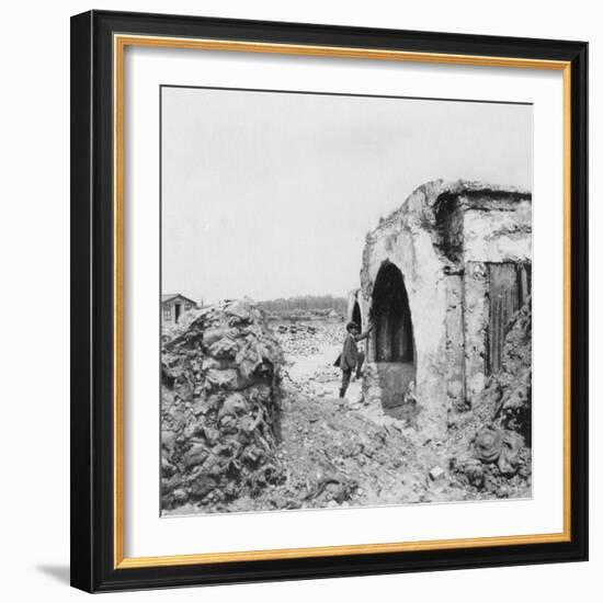 Dugout Made of Concrete and Lined with Corrugated Iron, World War I, C1914-C1918-Nightingale & Co-Framed Giclee Print